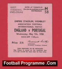 England v Portugal 1958 – TICKET – Bobby Charlton Full Debut