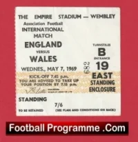 England v Wales 1969 – Football Ticket