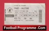 France v England 2000 – Football Ticket French