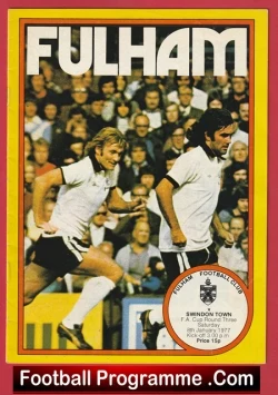 Fulham v Swindon Town 1977 - George Best + Marsh + Bobby Moore - football programme