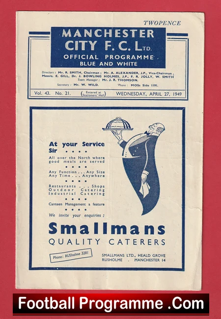 Manchester City v Arsenal 1949 - Man City Football Programme - Image 2