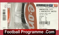 Manchester City v Manchester United 2011 - FA Cup Semi Final Ticket Wembley - football memorabilia
