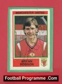 Manchester United Bryan Robson Autograph Signed Football Sticker Man Utd