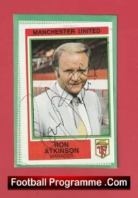 Manchester United Ron Atkinson Autograph Signed Football Sticker Man Utd
