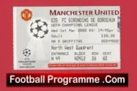 Manchester United v Bordeaux 2000 Man Utd Football Ticket