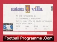 Manchester United v Chelsea 1996 – FA Cup Semi Final Match Ticket Villa Park