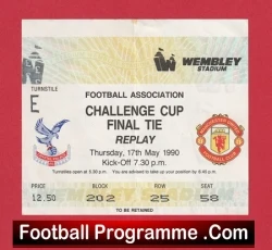 Manchester United v Crystal Palace 1990 - Ticket FA Cup Final Replay - football memorabilia