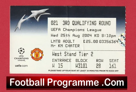 Manchester United v Dinamo Bucharest 2004 - Football Ticket - Image 2