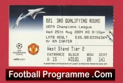 Manchester United v Dinamo Bucharest 2004 - Football Ticket - football memorabilia