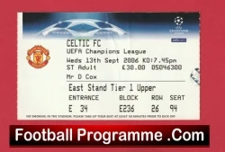 Manchester United v Glasgow Celtic 2006 - Match Ticket - football memorabilia