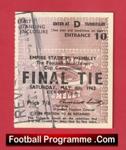 Manchester United v Leicester City 1963 - FA Cup Final Match Ticket - football memorabilia