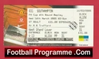 Manchester United v Southampton 2005 – Ticket – Match Not Played