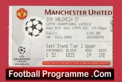 Manchester United v Valencia 1999 - Football Ticket - football memorabilia