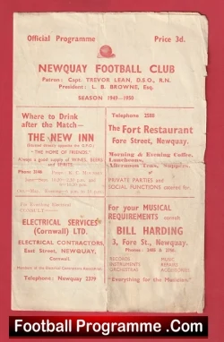 Newquay v Mousehole 1950 - football programme