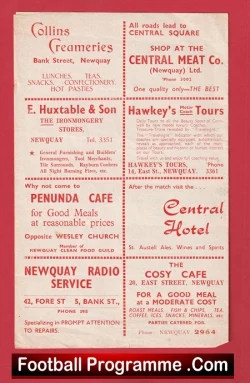 Newquay v United Services 1960s ? - football programme