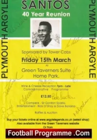 Plymouth Argyle v Santos 1973 – PELE Friendly Brazil Reunion Multi Signed
