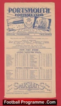 Portsmouth v Arsenal 1946 – 1940s Football Programmes