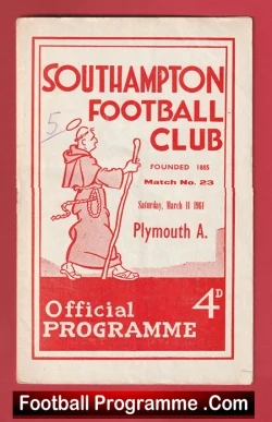 Southampton v Plymouth Argyle 1961 - Multi Signed Both Teams - football programme