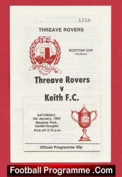 Threave Rovers v Keith 1980 - Scotland - football programme