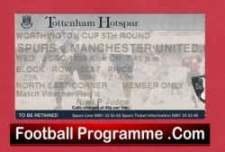 Tottenham Hotspur v Manchester United 1998 Treble Season LG Cup Ticket - football memorabilia