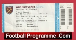 West Ham United v Manchester United 2017 - Match Ticket - football memorabilia
