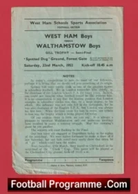 West Ham v Walthamstow 1952 – Schoolboys – School Boys