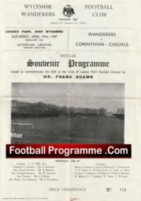 Wycombe Wanderers v Corinthian Casuals 1947 – 1940s Old Programmes