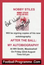 Manchester United Nobby Stiles Autographed Signed Man Utd After The Ball
