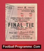 Manchester United v Leicester City 1963 – FA Cup Final Match Ticket