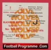 Wolves Wolverhampton v Blackburn Rovers 1976 – Football Ticket
