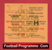Wolves Wolverhampton v Sheffield Wednesday 1976 – Football Ticket