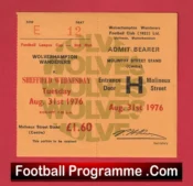 Wolves Wolverhampton v Sheffield Wednesday 1976 – Football Ticket
