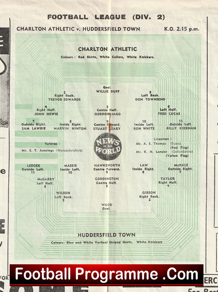Charlton Athletic v Huddersfield Town 1959 - Denis Law - Image 3