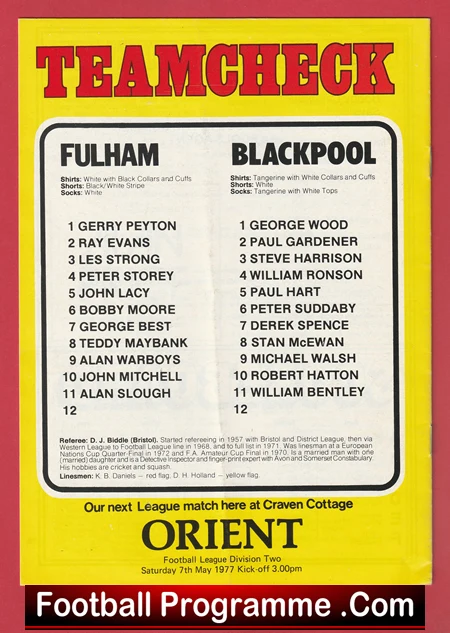 Fulham v Blackpool 1977 - Bobby Moore + George Best - Image 3