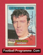 Manchester United David Sadler Autograph Signed Football Card Man Utd