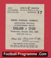 England v Spain 1960 – Match Ticket