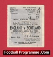 England v Scotland 1954 – Football Match Ticket Wembley