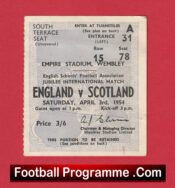 England v Scotland 1954 – Football Match Ticket Wembley