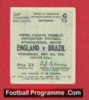 England v Brazil 1956 – Football Ticket