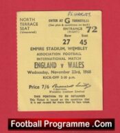 England v Wales 1960 – Match Ticket