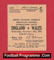 England v Wales 1956 – Football Ticket