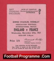 England v France 1957 – Football Ticket Duncan Edwards Last Game