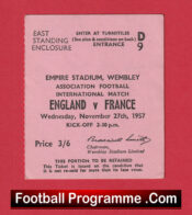 England v France 1957 – Football Ticket Duncan Edwards Last Game