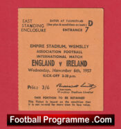 England v Northern Ireland 1957 – Football Match Ticket Duncan Edwards