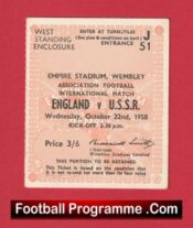England v Russia 1958 – Match Ticket Wembley USSR