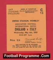 England v Italy 1959 – Match Ticket