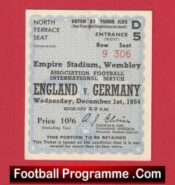 England v Germany 1954 – Match Ticket