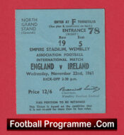 England v Ireland 1961 – Football Match Ticket