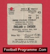 England v Sweden 1959 – Football Ticket