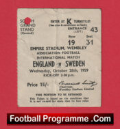 England v Sweden 1959 – Football Ticket